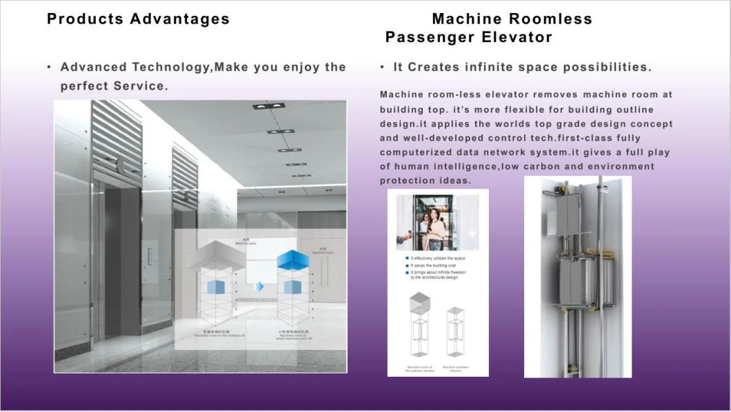 Machine Roomless Building Passenger Elevator with CE