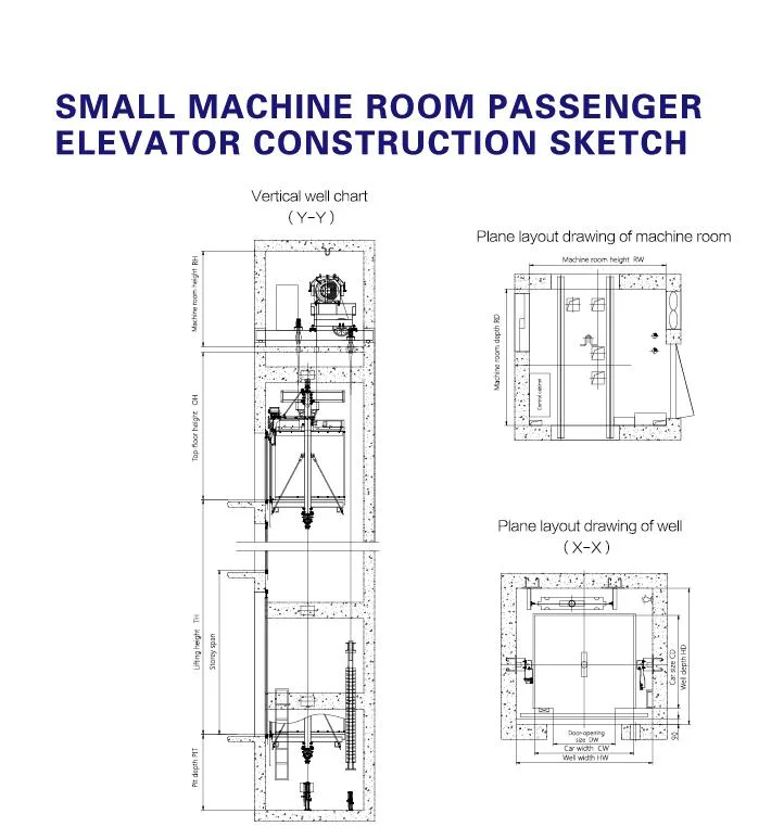 En81-20 Small Machine Room Goods Passenger Elevators Home Villa Elevator Lift Panoramic Bed Hospital Stretcher Elevator Car Lifts